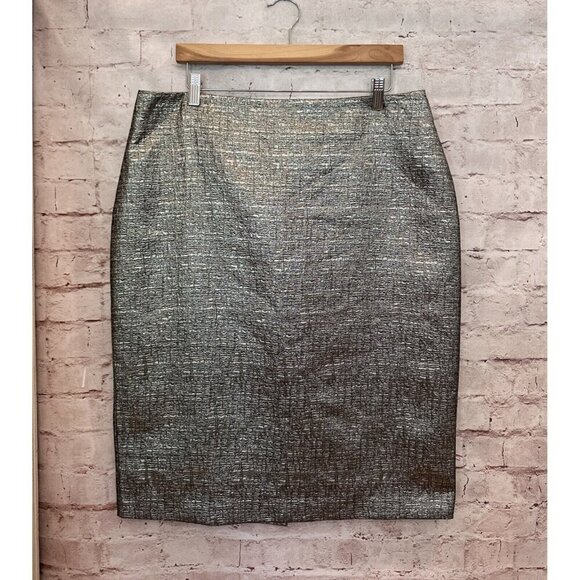 New York & Company Womens 14 Metallic Pencil Skirt Textured Back Zipper NEW - Picture 1 of 6